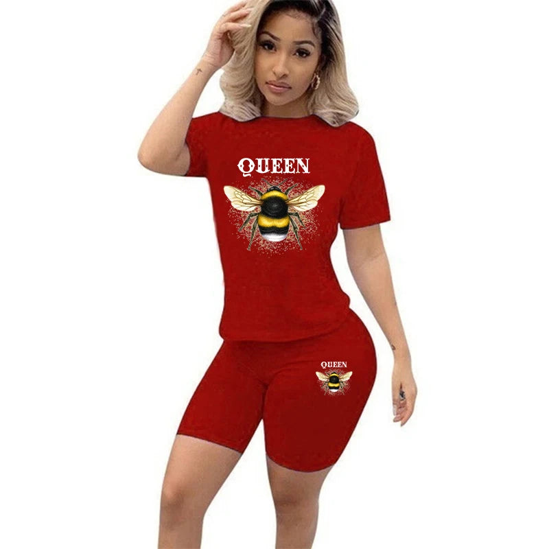 Short Sleeve O-Neck Tee Top and Pencil Shorts Tracksuit Outfit Graphic T-Shirt Jogging Suit Set Milanni Fashion