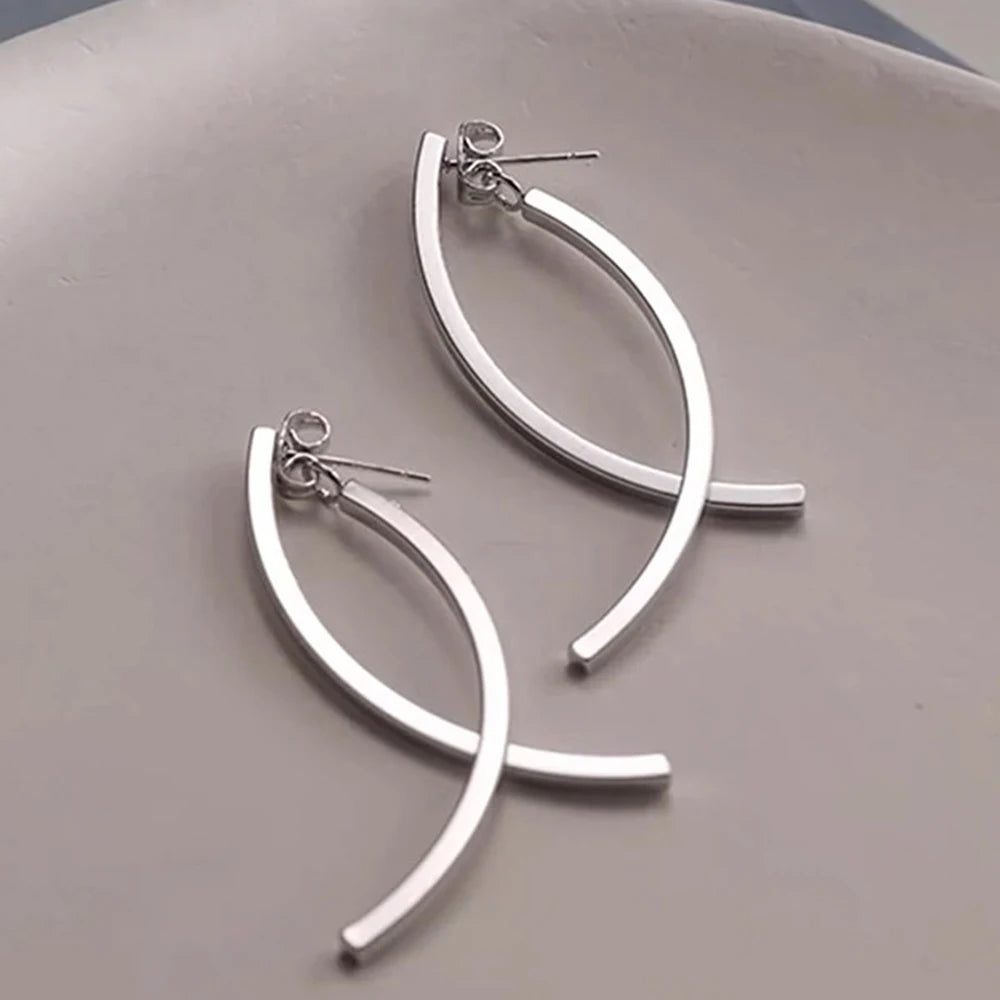 Stainless Steel Earrings with Simple Symmetry Half Arc Design Elegant Fashion Jewelry for Women Milanni Fashion