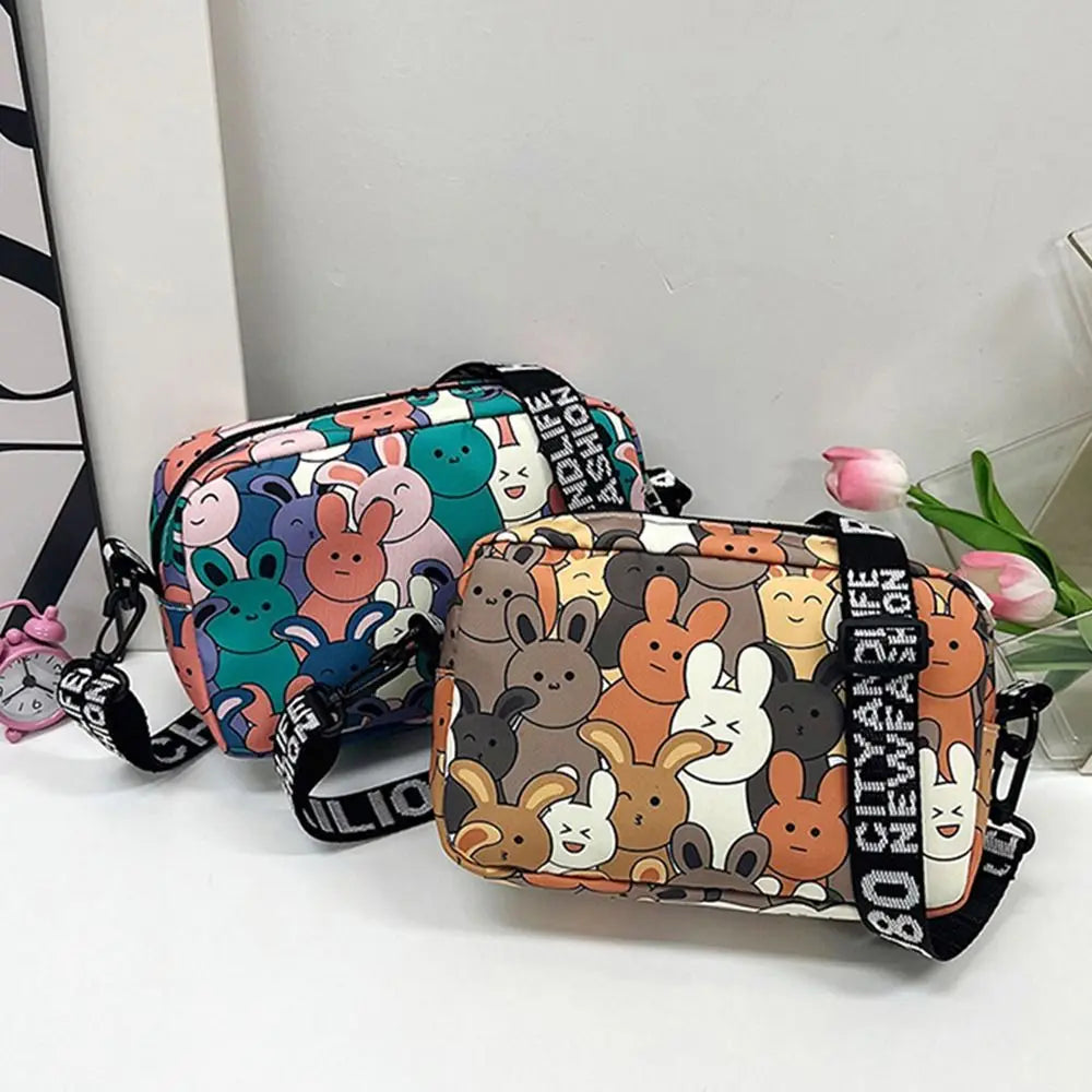 Cute Cartoon Rabbit Oxford Small Square Bag Fashionable Women’s Large Capacity Shoulder Bag Milanni Fashion