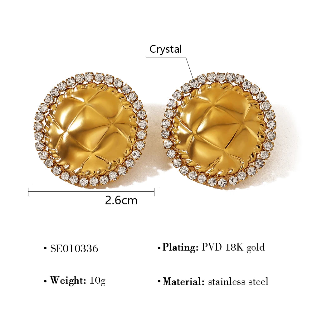 Retro Luxury Crystal Stainless Steel Stud Earrings for Women High-Quality Elegant Jewelry Accessory Milanni Fashion