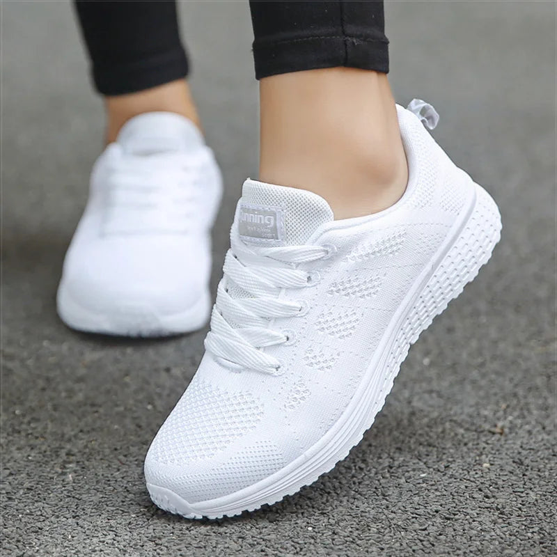 Breathable Mesh Vulcanized Shoes Women White Sneakers Gym Tennis Shoes Comfortable Footwear Milanni Fashion