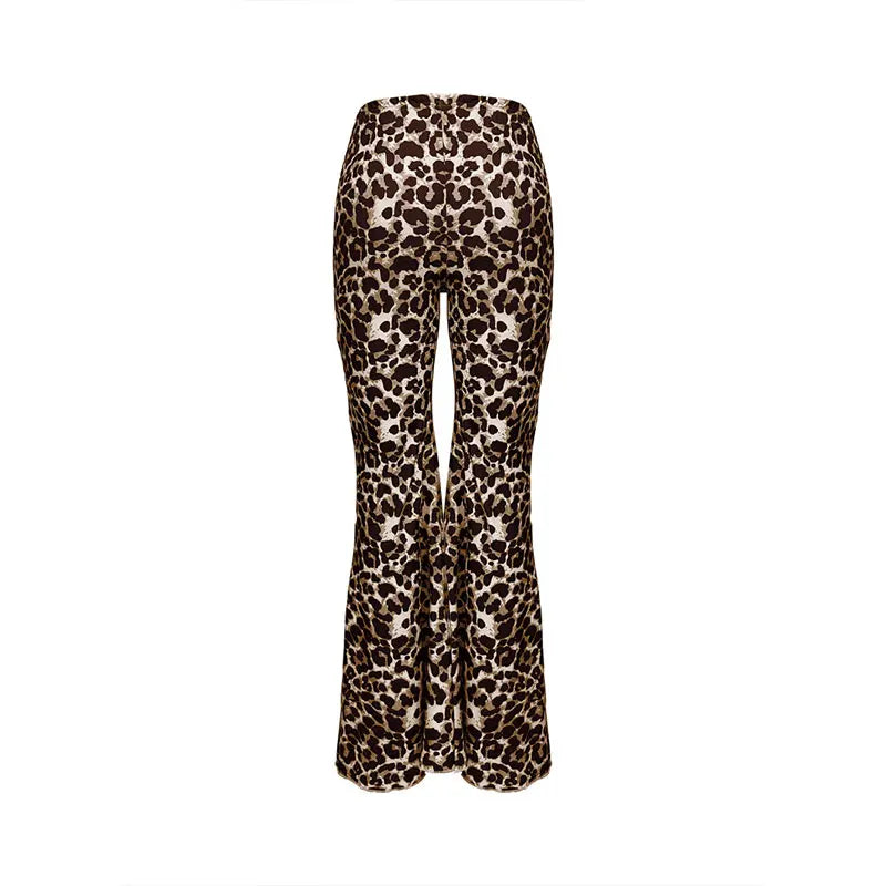 High Waist Leopard Print Flare Leggings Pants Women Fashion Sexy Bodycon Trousers Slim Club Wear Milanni Fashion