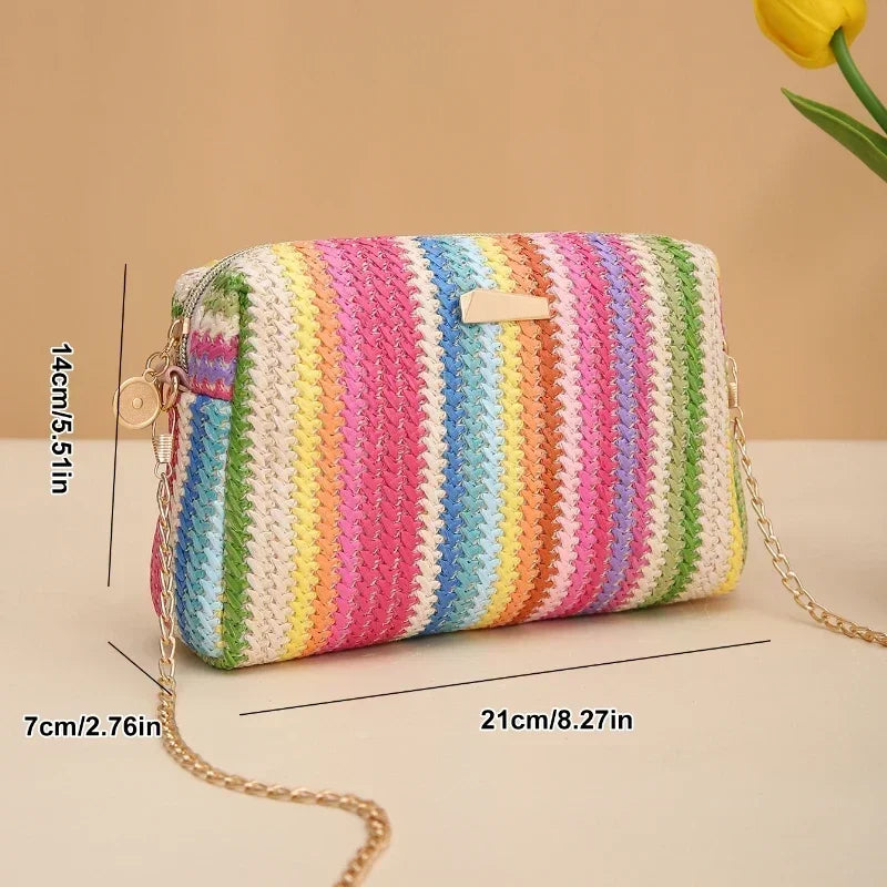 Rattan Knitting Women Straw Bag Beach Summer Chain Small Purse  Milanni Fashion   