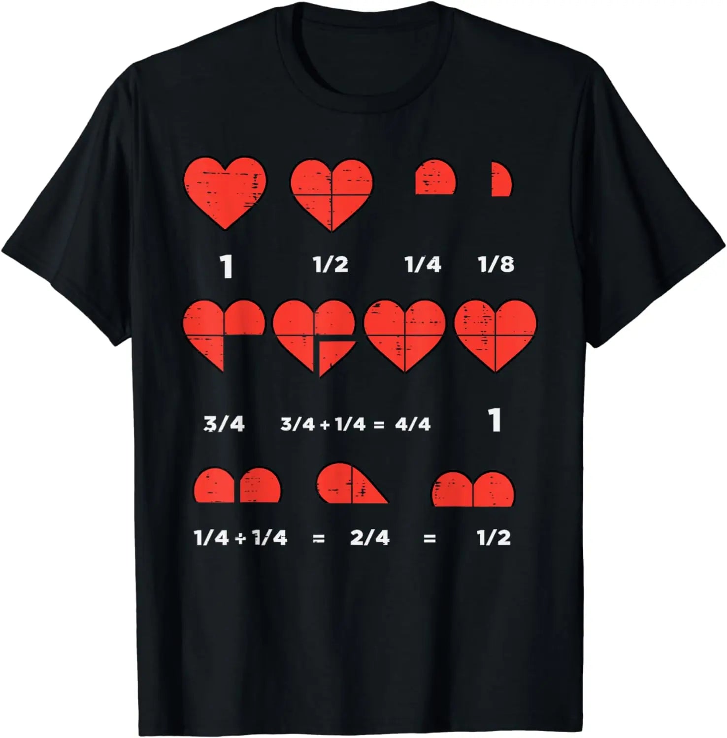 Valentine's Day Fractions Heart Graphic T-Shirt for Women Funny Math Teacher Tee Harajuku Style Milanni Fashion