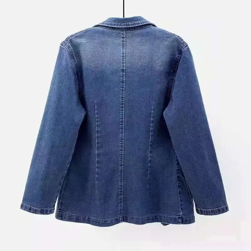 Denim Coat Turn Down Collar Jeans Full Sleeve Jackets Casual Fit Elegant Splice Open Stitch Autumn Coat Milanni Fashion