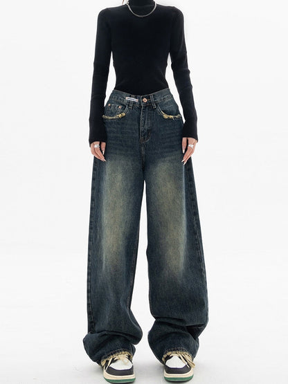 Nadine | Women's Wide-Leg Jeans in Washed Denim