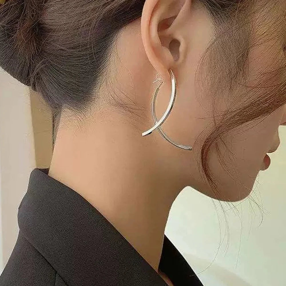 Stainless Steel Earrings with Simple Symmetry Half Arc Design Elegant Fashion Jewelry for Women Milanni Fashion