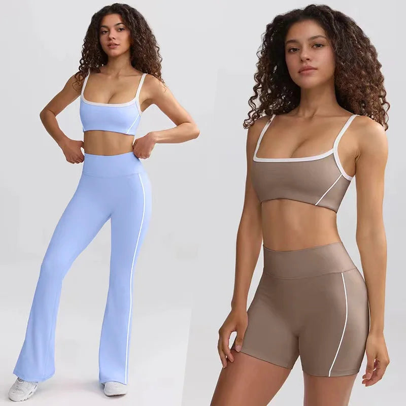 Two Piece Sport Yoga Suit High Waist Flare Legging Workout Clothes for Women  Milanni Fashion   