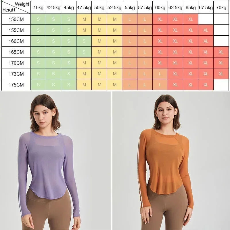 Autumn Long Sleeve Yoga T-Shirt Gym Lady Workout Cover-Up Sportswear Blouse for Activewear Milanni Fashion