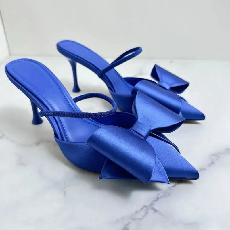 Woman Bow Knot High Heels Sexy Pointed Sling Back Pumps Heels Sandals  Milanni Fashion   