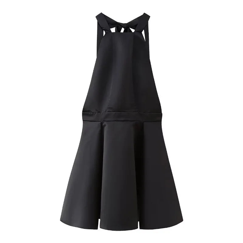 Backless Mini Skirt Off Shoulder Hollowed Out Sleeveless A-line Tie Bow Sexy Party Club Dress Milanni Fashion