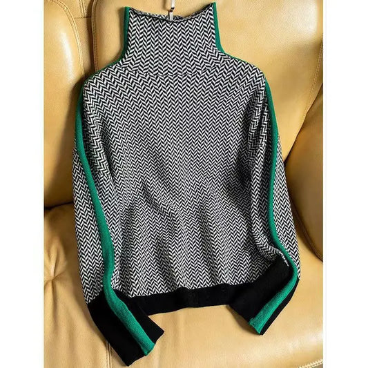 Anna | Women's Luxus Herringbone Turtleneck Sweater