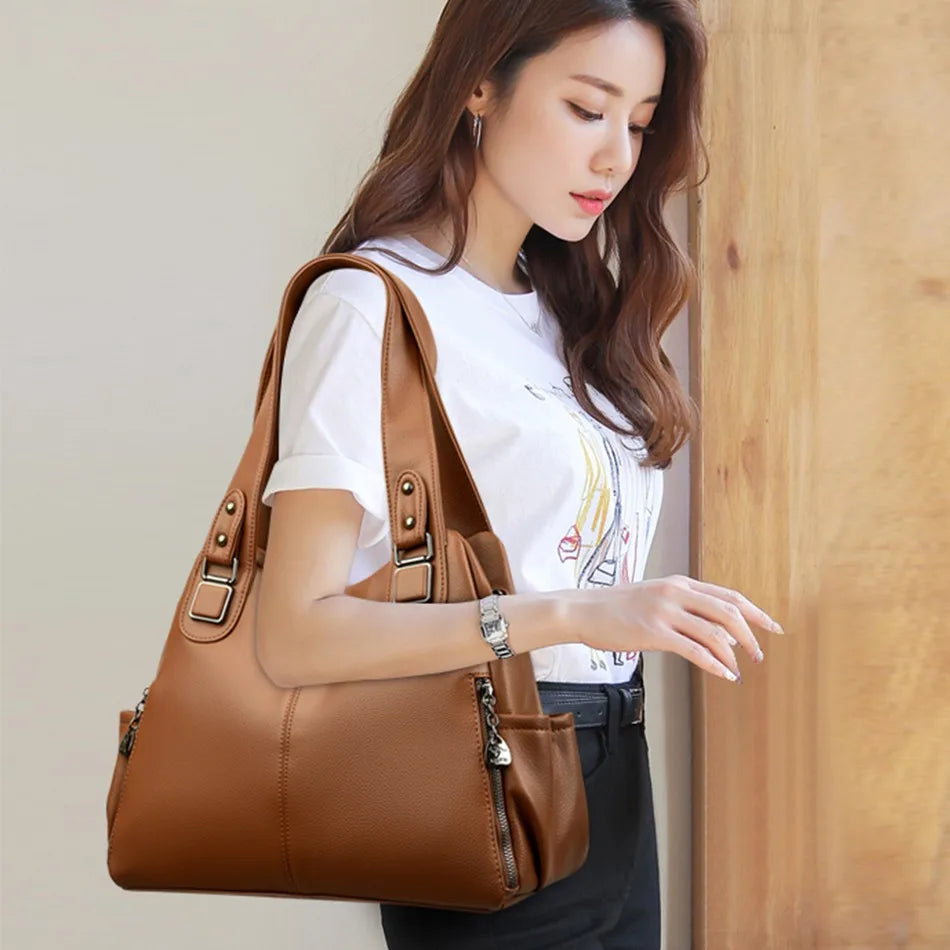 Genuine Soft Leather Handbag Casual Shoulder Luxury Designer Tote Bag for Women Stylish and Durable Milanni Fashion