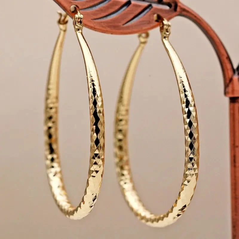 Trendy Gold-Plated Copper Hoop Earrings Hip Hop Fashion for Women & Girls Party Accessory Milanni Fashion