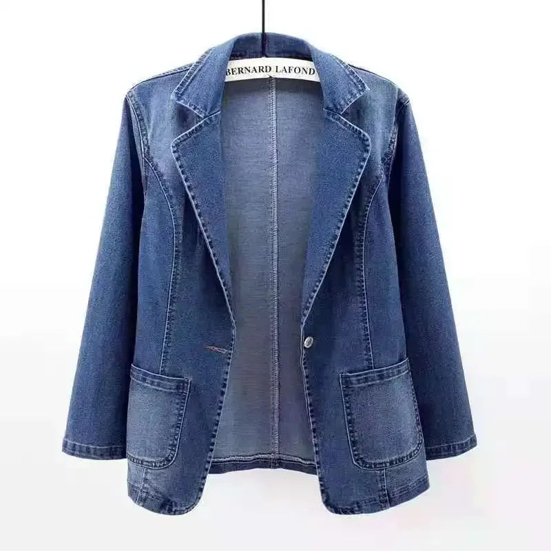 Denim Coat Turn Down Collar Jeans Full Sleeve Jackets Casual Fit Elegant Splice Open Stitch Autumn Coat Milanni Fashion