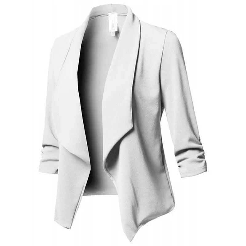 Thin Blazer Cardigan Coat Long Sleeve Women Ruched Asymmetrical Casual Blazer Stylish Outerwear Milanni Fashion