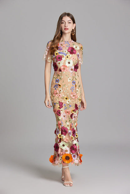 Verena | Women's Sheer Maxi Dress with Blumenstickerei