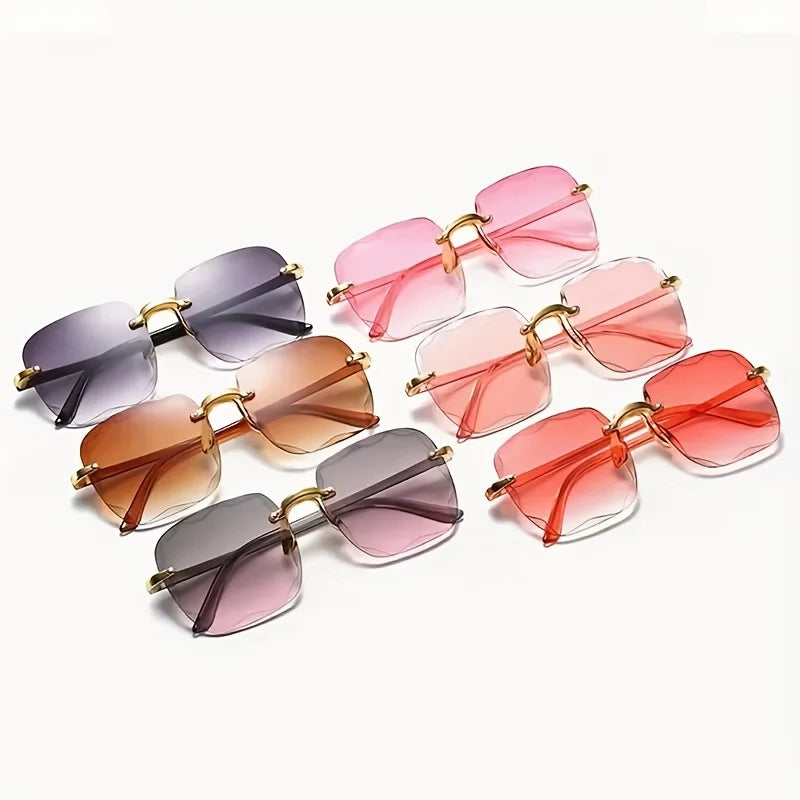 Frameless Fashion Gradient Lenses Women's Retro Classic Sunglasses 2024 New  Milanni Fashion   