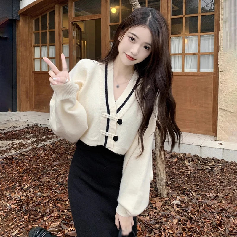 Women's Sweater Loose Sweet  Gentle Knitted Long Sleeves Short Sweater Cardigan  Milanni Fashion   