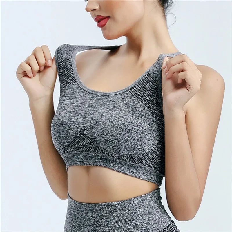 Women Fitness Yoga Bra Underwear Sport Top Breathable Running Vest Gym Wear  Milanni Fashion Gray M(40-60KG) 