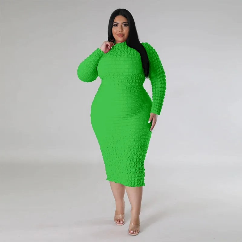 Long Sleeve Solid Color Bodycon Female Sexy Long Dress  Milanni Fashion   