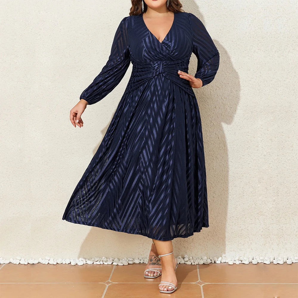 Plus Size Lantern Long Sleeved Autumn Winter Elegant Party Night Dress Stylish Evening Wear Milanni Fashion