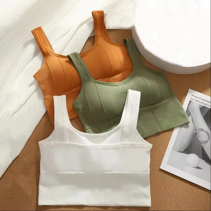 Square Collar Sexy Sports Bra Seamless Breathable Soft Underwear Yoga Vest Bralette Top Milanni Fashion