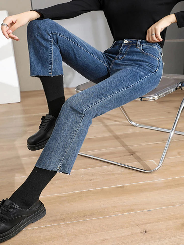 Black High-Waist Streetwear Jeans Elastic Straight-Leg Denim Pants for Women  Milanni Fashion   