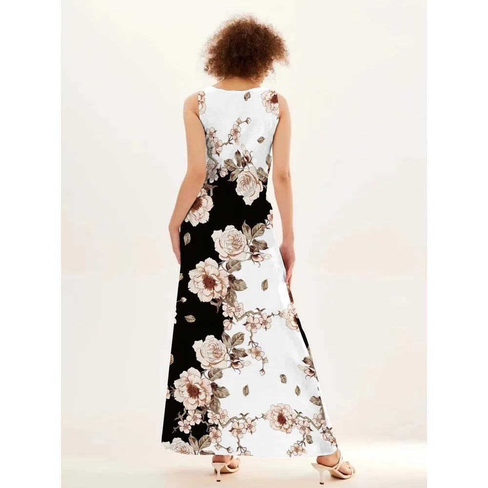 Flower Print New Casual Sleeveless Long Dress Maxi Dress Milanni Fashion   