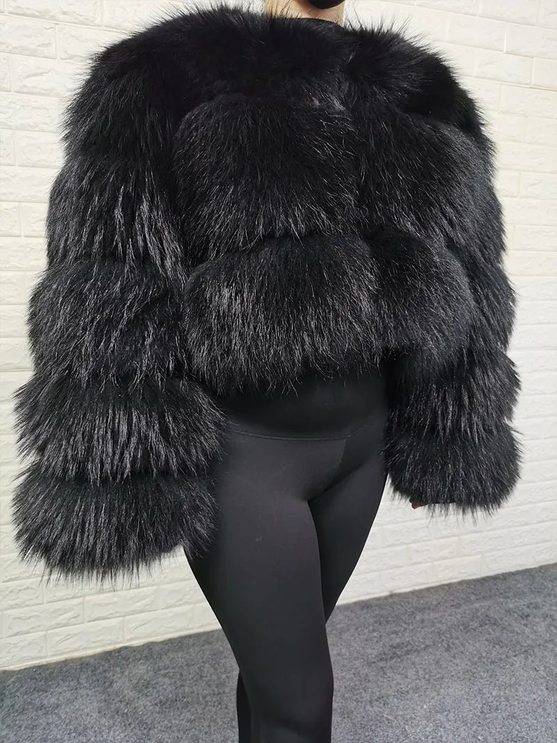 Women's Natural Real Raccoon Fur Winter Jacket Vest Plus Size Top Clothing Curve Coat Milanni Fashion