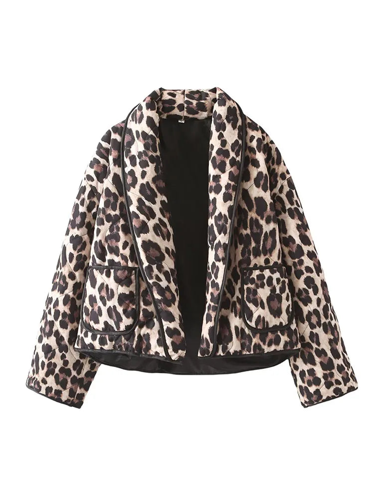 European and American Style Fashionable Casual Style Leopard Print Cotton Jacket  Milanni Fashion   