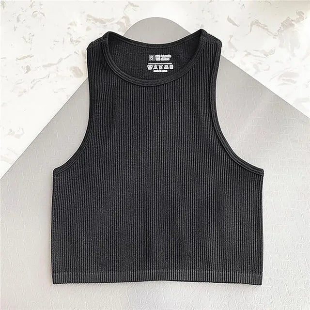 Sleeveless Yoga Short Shirt Running Sports Gym Women Top Fitness Moisture Breathable Seamless Vest Milanni Fashion