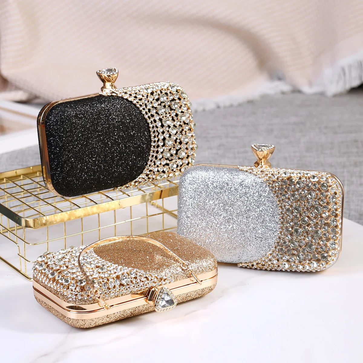 Rhinestone Hollow Out Crystal Evening Bag Luxury Party Clutch Purse Women Fashion Handbag Milanni Fashion