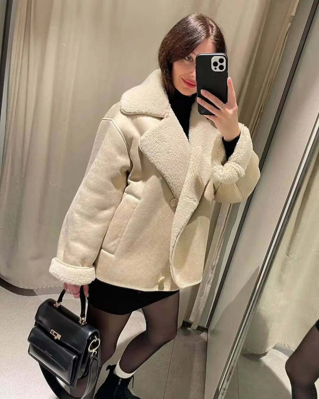 Fleece Jacket Coat Winter Chic Single-breasted Thick Warm Outerwear Women’s Cozy Cold Weather Wear Milanni Fashion