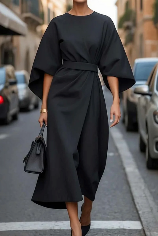 Annika | Women's Midi Dress with Waist Belt