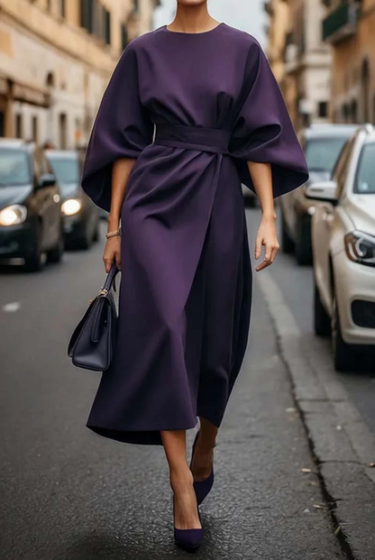 Clara | Women's Winter Midi Dress with Lantern Sleeves