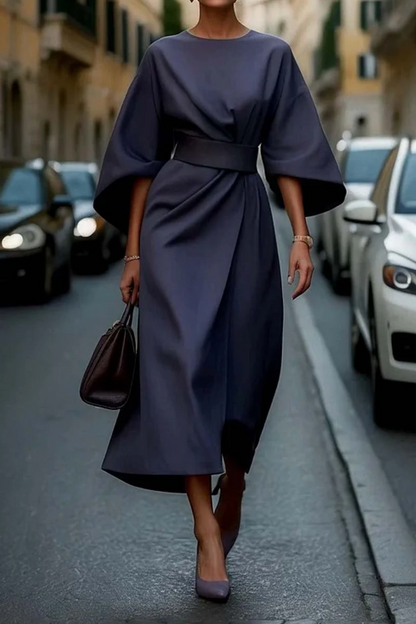 Annika | Women's Midi Dress with Waist Belt