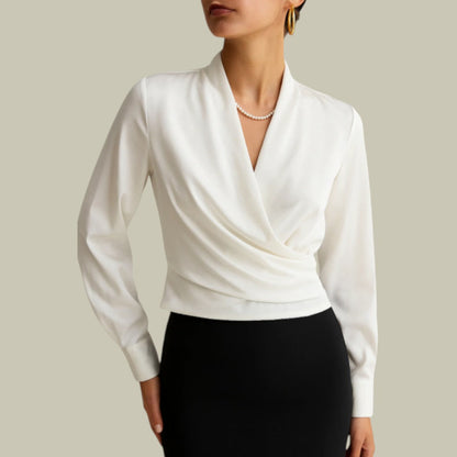 Veronica | Women's Satin Wrap Elegant Blouse