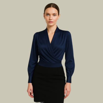 Veronica | Women's Satin Wrap Elegant Blouse