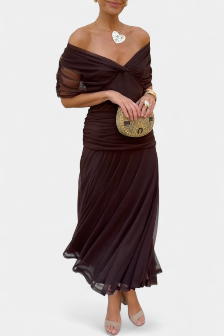Elfriede | Women's Off-Shoulder Gerafftes Maxi Dress