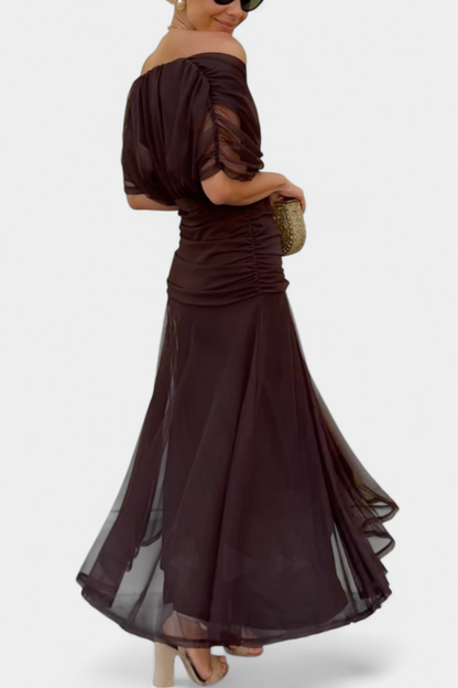 Elfriede | Women's Off-Shoulder Gerafftes Maxi Dress