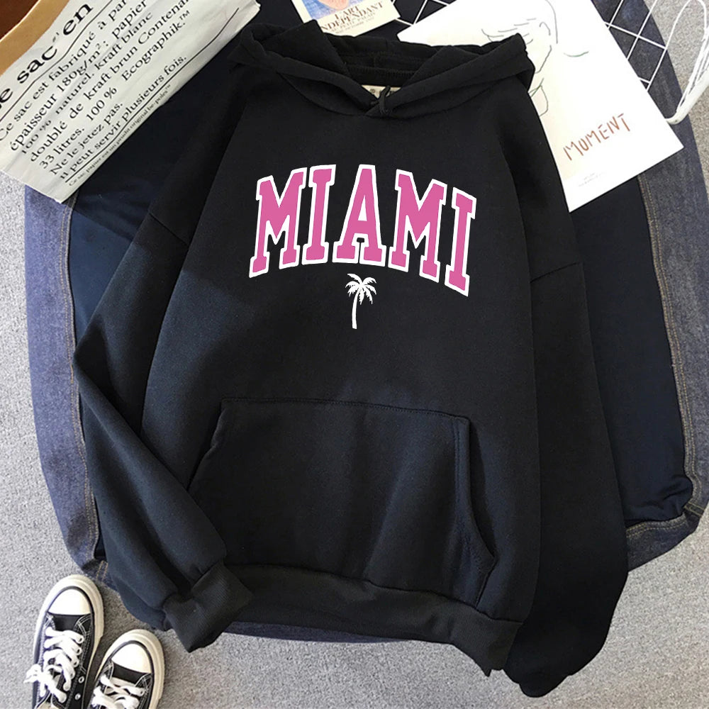 Miami Beach Florida USA Street Women's Hoodie Loose Breathable Fleece Streetwear Casual Clothing Milanni Fashion