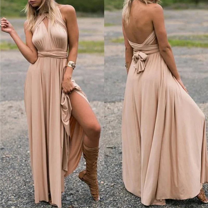 Fashion Multi-worn V-neck Vestidos De Fiesta Women Long Dress Maxi Dress Milanni Fashion   