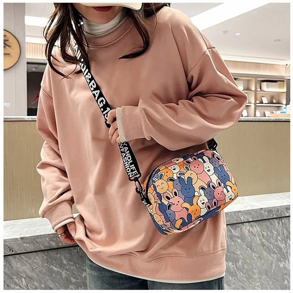 Cute Cartoon Rabbit Oxford Small Square Bag Fashionable Women’s Large Capacity Shoulder Bag Milanni Fashion