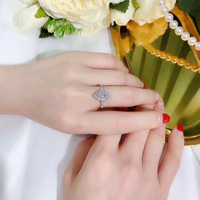 Delicate Water Drop Shaped Ring for Women Silver Color CZ Wedding Engagement Party Luxury Jewelry Milanni Fashion