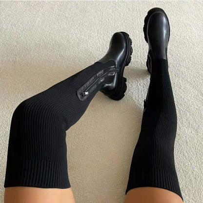 Annika | Women's Ribbed Boots with chunky Sole