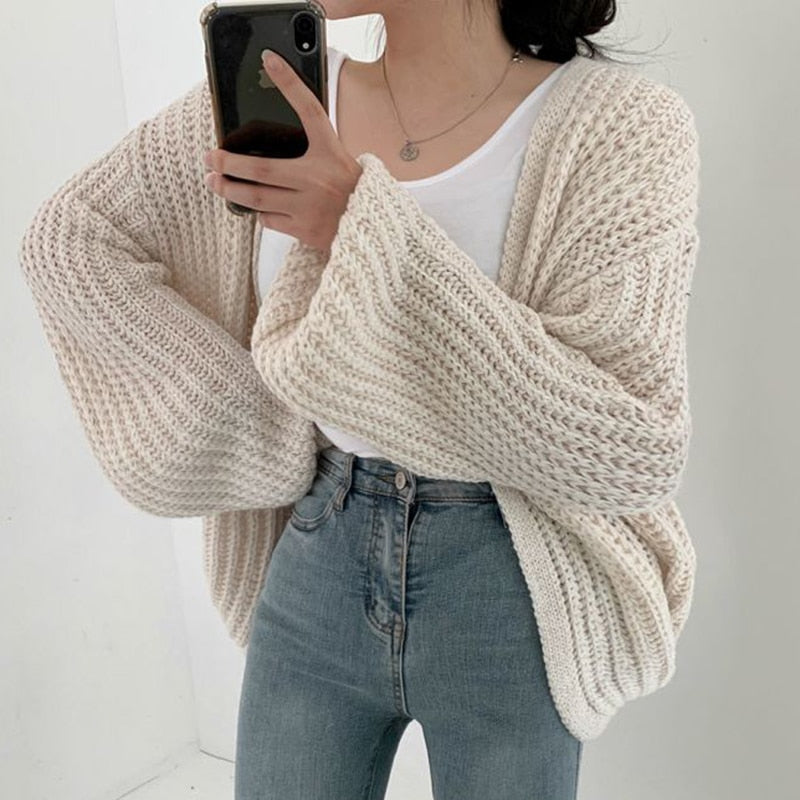 Carmen | Women's Casual Knit Cardigan with Chunky Knit and Open Front