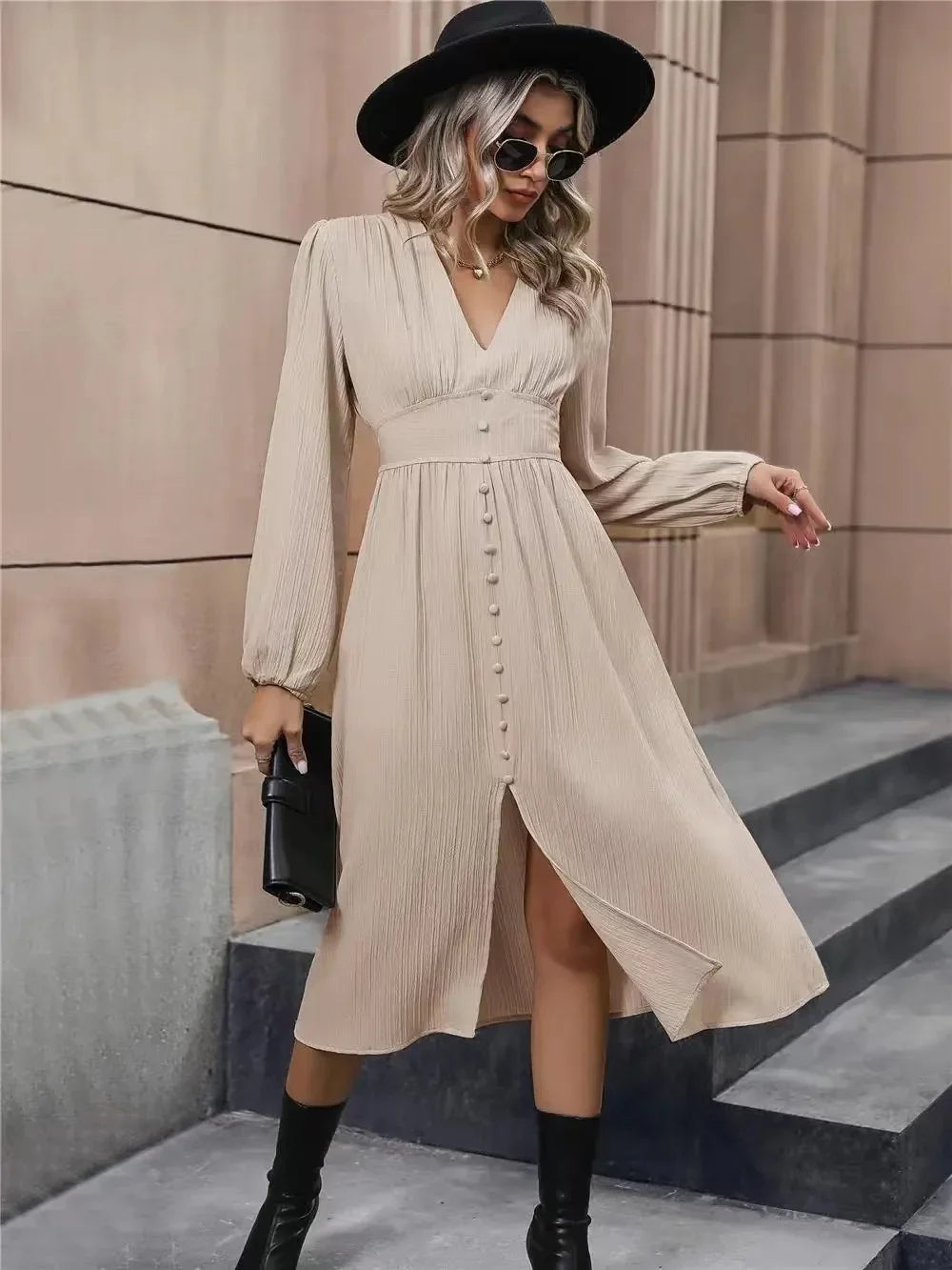 Single Breasted Elegant Dress For Women Party Robe High Waist Satin Long Dress Maxi Dress Milanni Fashion   