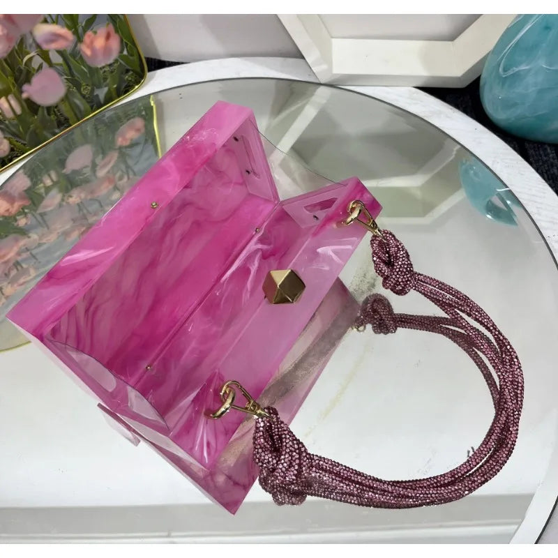 Luxury High-Quality Diamond Clutch Acrylic Armpit Square Bag Elegant Stylish Evening Handbag Milanni Fashion