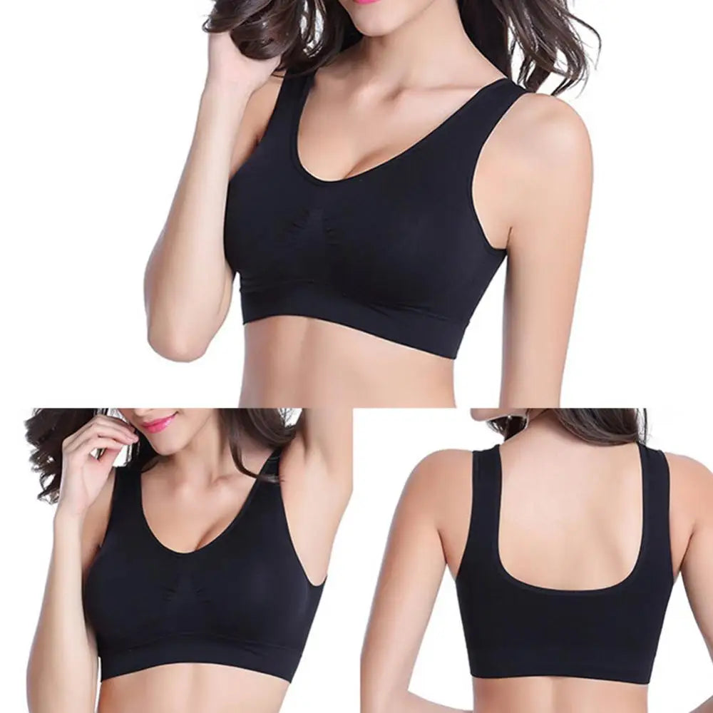 V Neck Wire Free Stretch Sports Bra Pure Color Yoga Crop Top for Comfort and Support Women's Wear Milanni Fashion